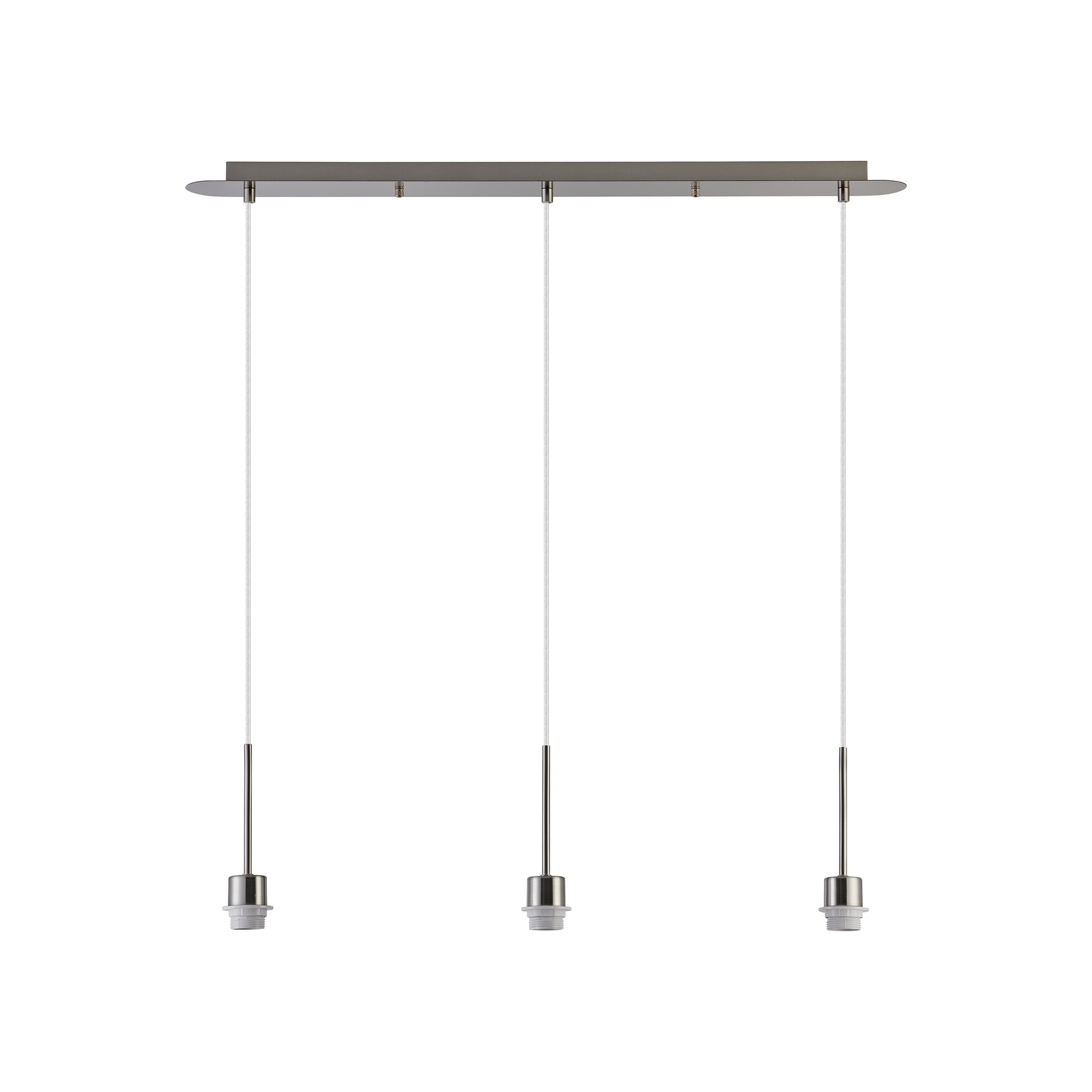 D0907SN  Carrie Satin Nickel 3 Light Linear E27 Universal Pendant (FRAME ONLY), Suitable For A Vast Selection Of Shades